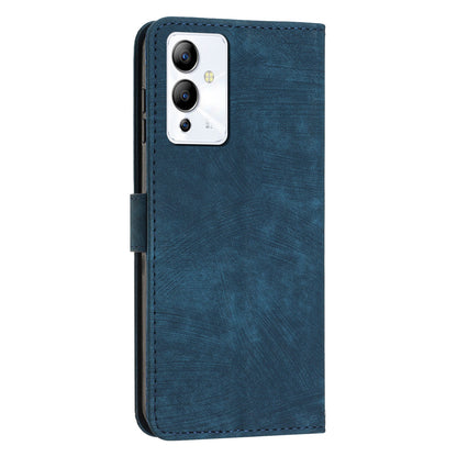 For Infinix Note 12i Anti-fingerprint PU Leather Wallet Phone Stand Case Lines Imprinted Cover with Straps