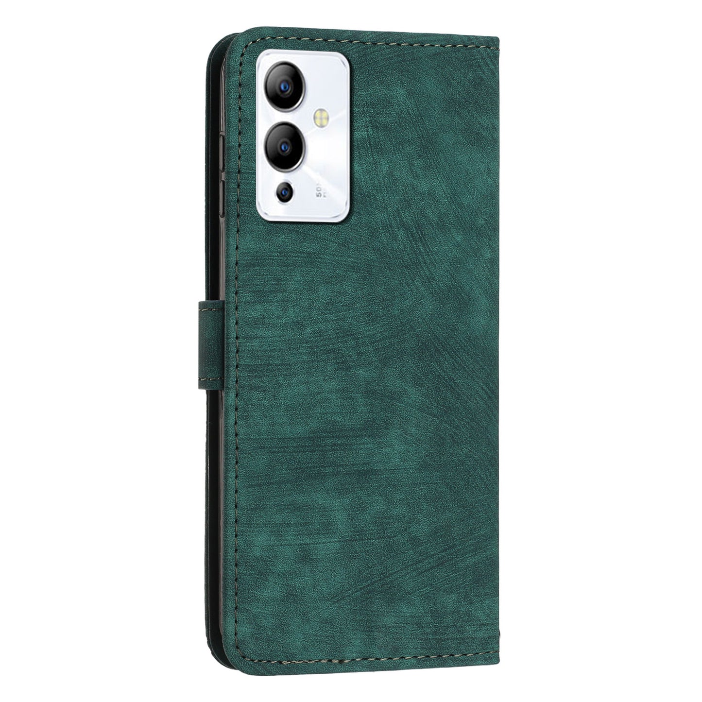 For Infinix Note 12i Anti-fingerprint PU Leather Wallet Phone Stand Case Lines Imprinted Cover with Straps