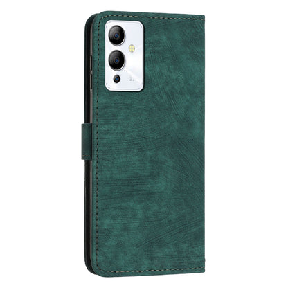 For Infinix Note 12i Anti-fingerprint PU Leather Wallet Phone Stand Case Lines Imprinted Cover with Straps