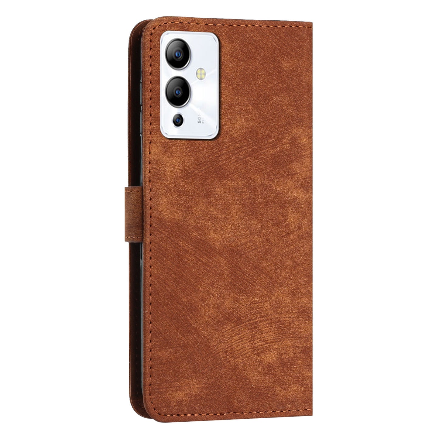 For Infinix Note 12i Anti-fingerprint PU Leather Wallet Phone Stand Case Lines Imprinted Cover with Straps