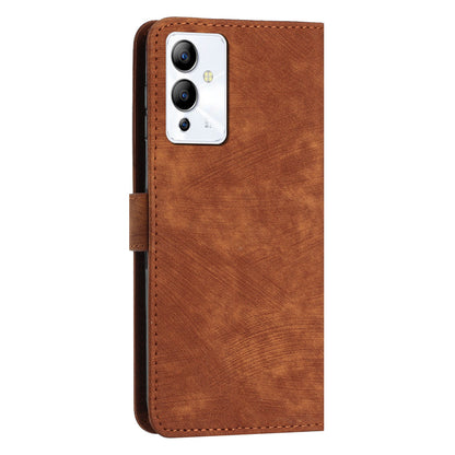 For Infinix Note 12i Anti-fingerprint PU Leather Wallet Phone Stand Case Lines Imprinted Cover with Straps