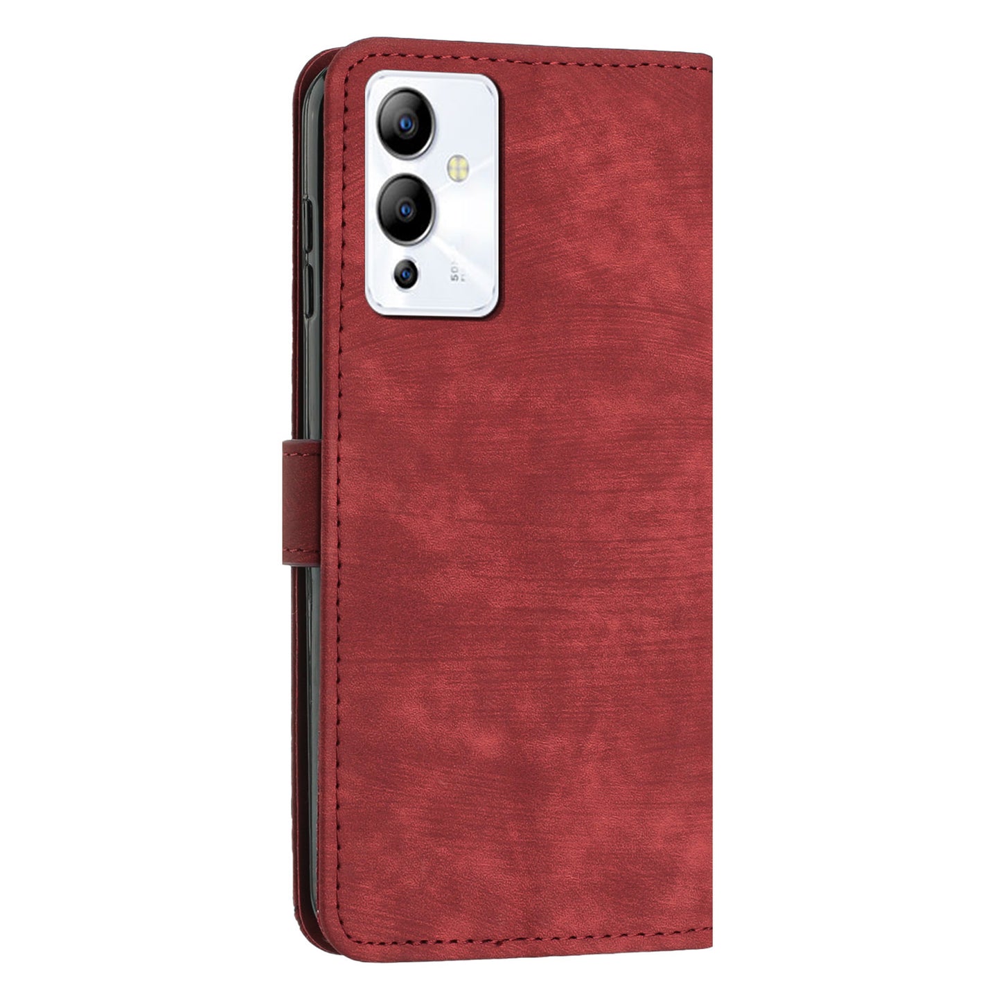 For Infinix Note 12i Anti-fingerprint PU Leather Wallet Phone Stand Case Lines Imprinted Cover with Straps