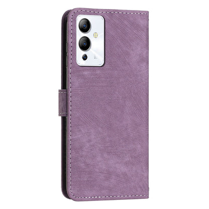 For Infinix Note 12i Anti-fingerprint PU Leather Wallet Phone Stand Case Lines Imprinted Cover with Straps