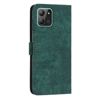 For Infinix Hot 11 2022 4G Flip PU Leather Case Lines Imprinted Stand Wallet Phone Cover