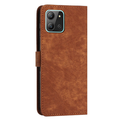 For Infinix Hot 11 2022 4G Flip PU Leather Case Lines Imprinted Stand Wallet Phone Cover