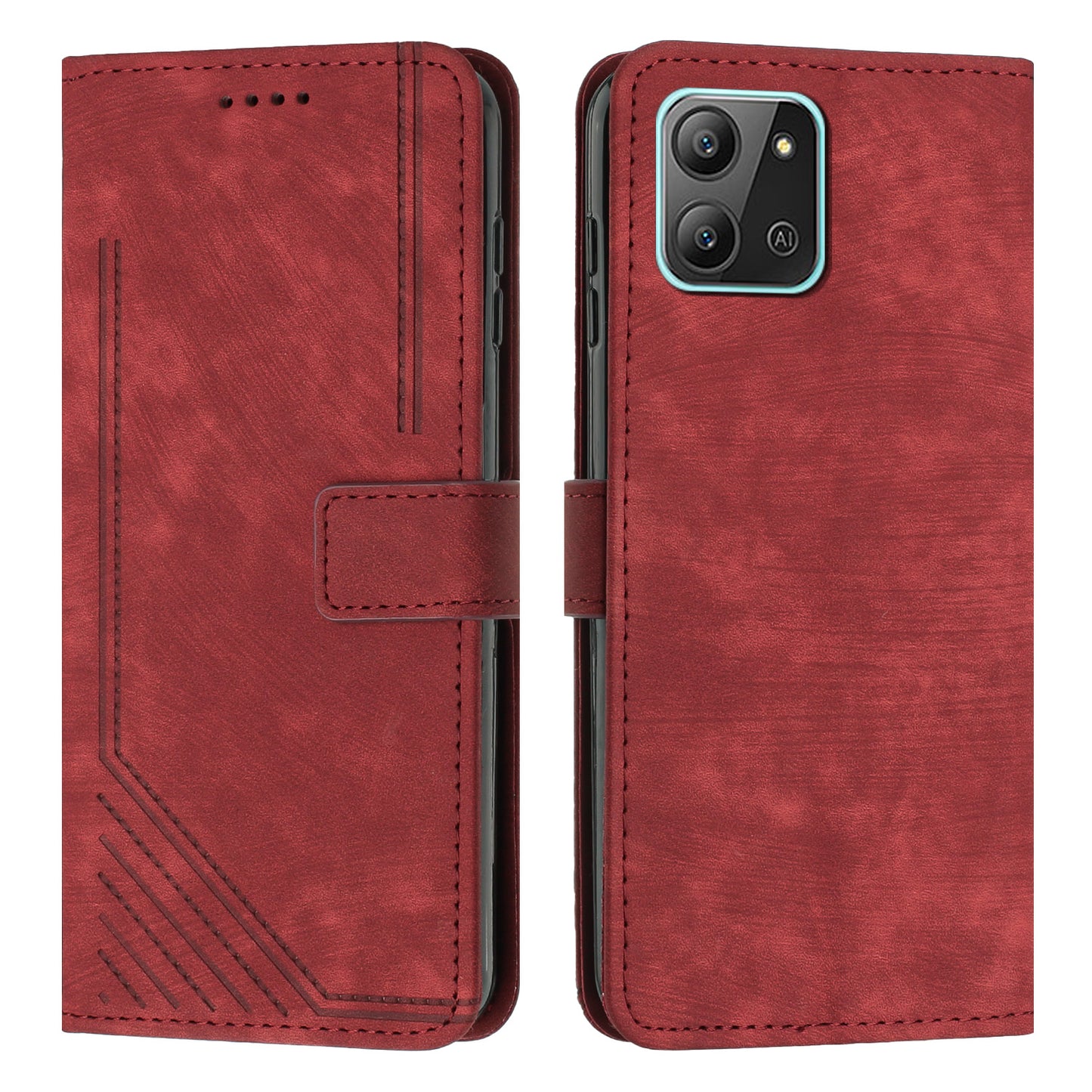 For Infinix Hot 11 2022 4G Flip PU Leather Case Lines Imprinted Stand Wallet Phone Cover