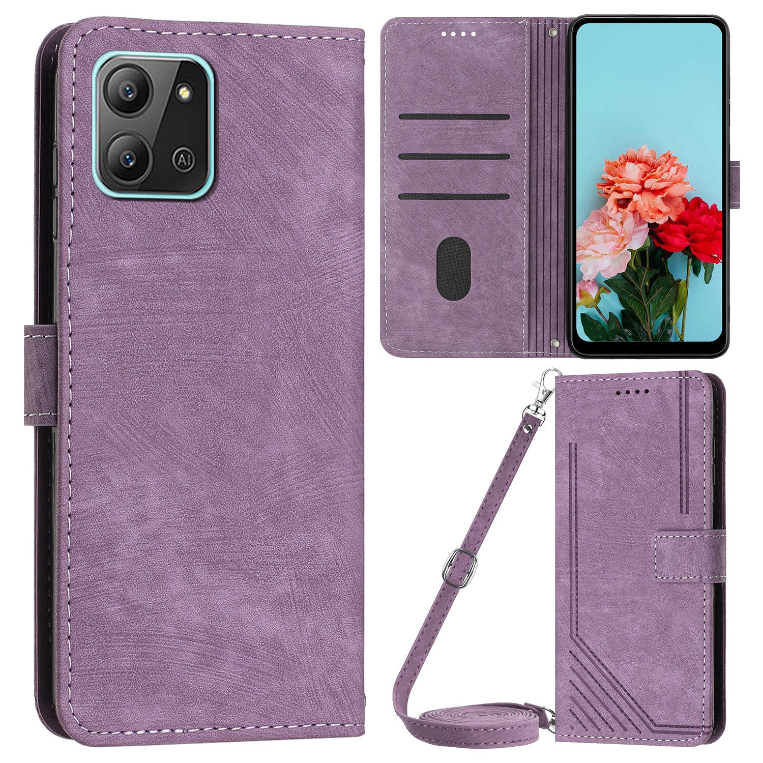 For Infinix Hot 11 2022 4G Flip PU Leather Case Lines Imprinted Stand Wallet Phone Cover