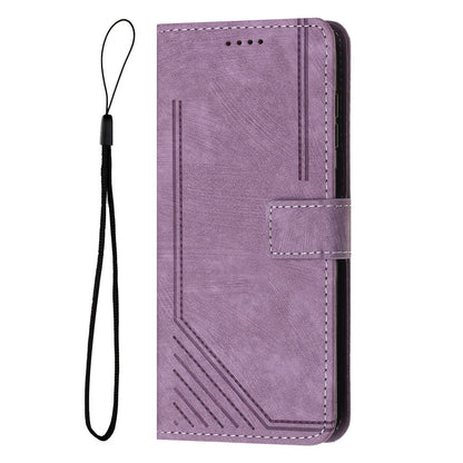 For Infinix Hot 11 2022 4G Flip PU Leather Case Lines Imprinted Stand Wallet Phone Cover