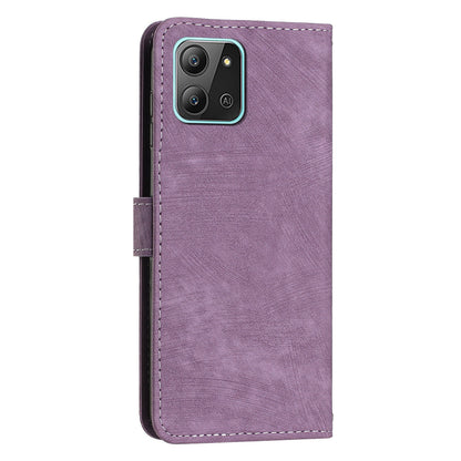 For Infinix Hot 11 2022 4G Flip PU Leather Case Lines Imprinted Stand Wallet Phone Cover