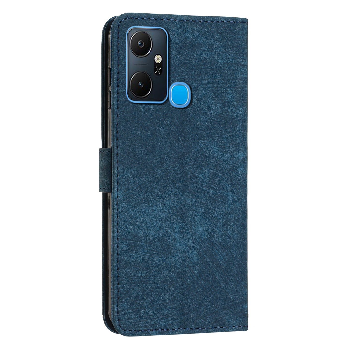 For Infinix Smart 6 Plus (India) 4G Stand PU Leather Wallet Phone Case Lines Imprinted Cover with Straps