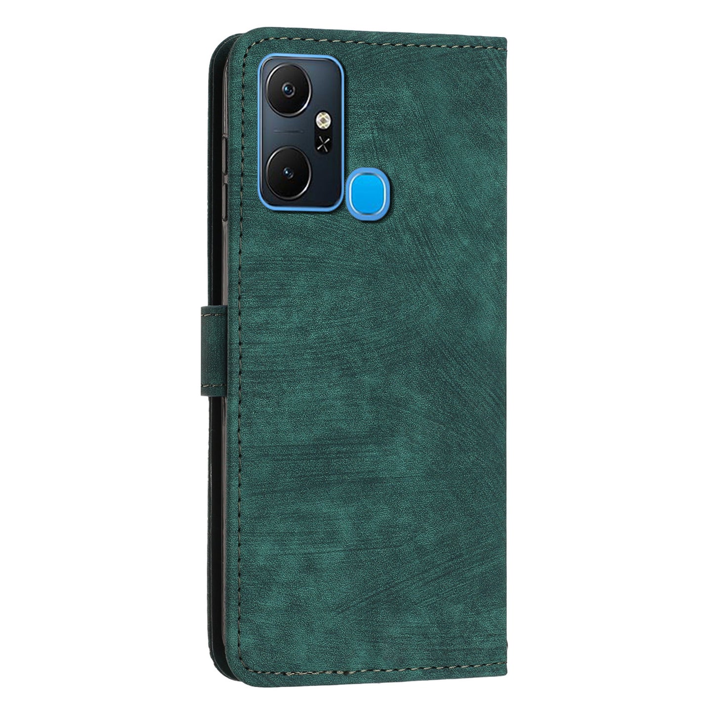 For Infinix Smart 6 Plus (India) 4G Stand PU Leather Wallet Phone Case Lines Imprinted Cover with Straps