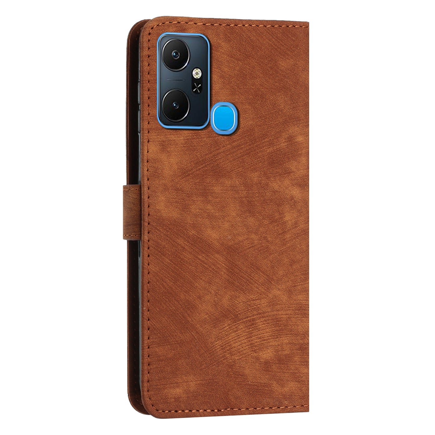 For Infinix Smart 6 Plus (India) 4G Stand PU Leather Wallet Phone Case Lines Imprinted Cover with Straps