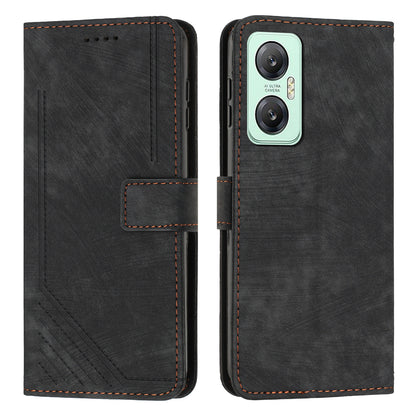 For Infinix Hot 20 5G PU Leather Stand Wallet Case Lines Imprinted Shockproof Phone Cover