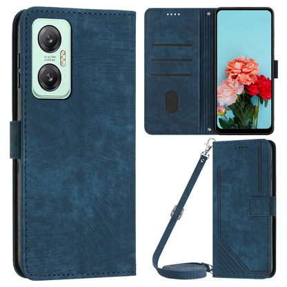 For Infinix Hot 20 5G PU Leather Stand Wallet Case Lines Imprinted Shockproof Phone Cover