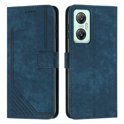 For Infinix Hot 20 5G PU Leather Stand Wallet Case Lines Imprinted Shockproof Phone Cover
