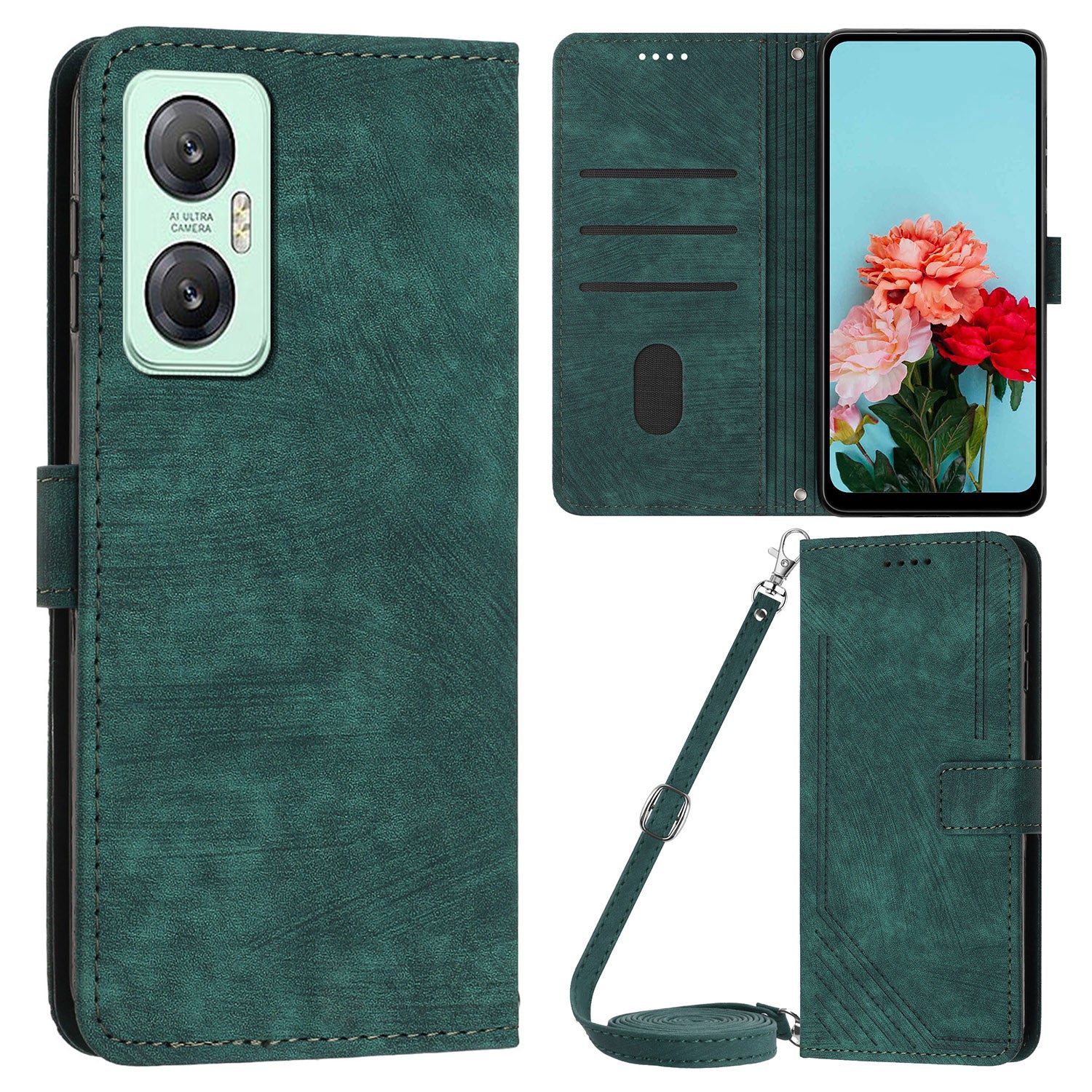 For Infinix Hot 20 5G PU Leather Stand Wallet Case Lines Imprinted Shockproof Phone Cover