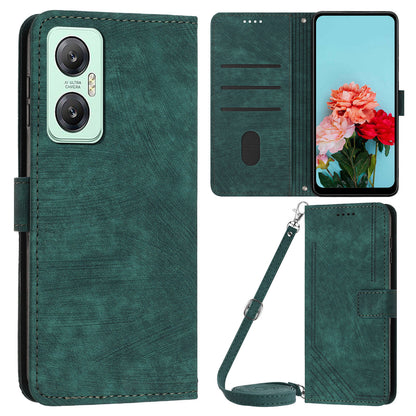 For Infinix Hot 20 5G PU Leather Stand Wallet Case Lines Imprinted Shockproof Phone Cover