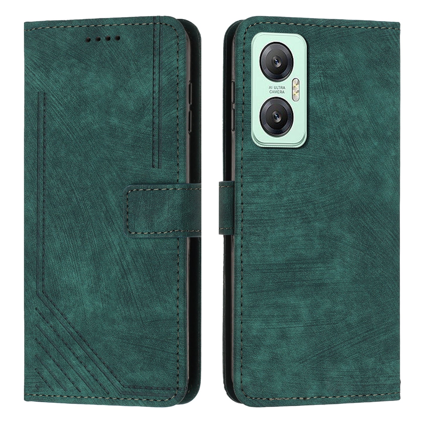 For Infinix Hot 20 5G PU Leather Stand Wallet Case Lines Imprinted Shockproof Phone Cover