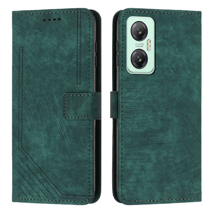 For Infinix Hot 20 5G PU Leather Stand Wallet Case Lines Imprinted Shockproof Phone Cover