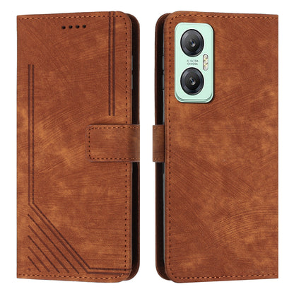 For Infinix Hot 20 5G PU Leather Stand Wallet Case Lines Imprinted Shockproof Phone Cover