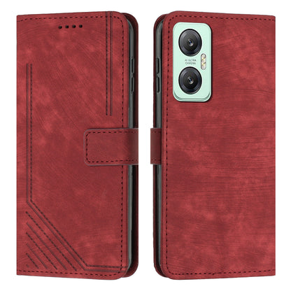 For Infinix Hot 20 5G PU Leather Stand Wallet Case Lines Imprinted Shockproof Phone Cover