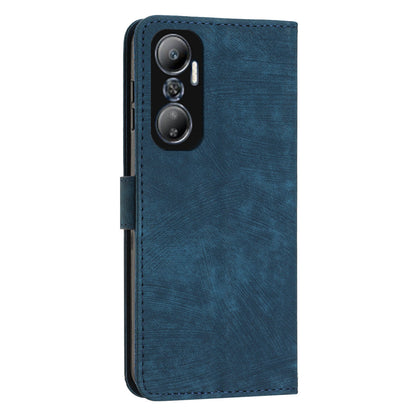 For Infinix Hot 20 4G PU Leather Flip Phone Case Lines Imprinted Stand Wallet Magnetic Closure Cover