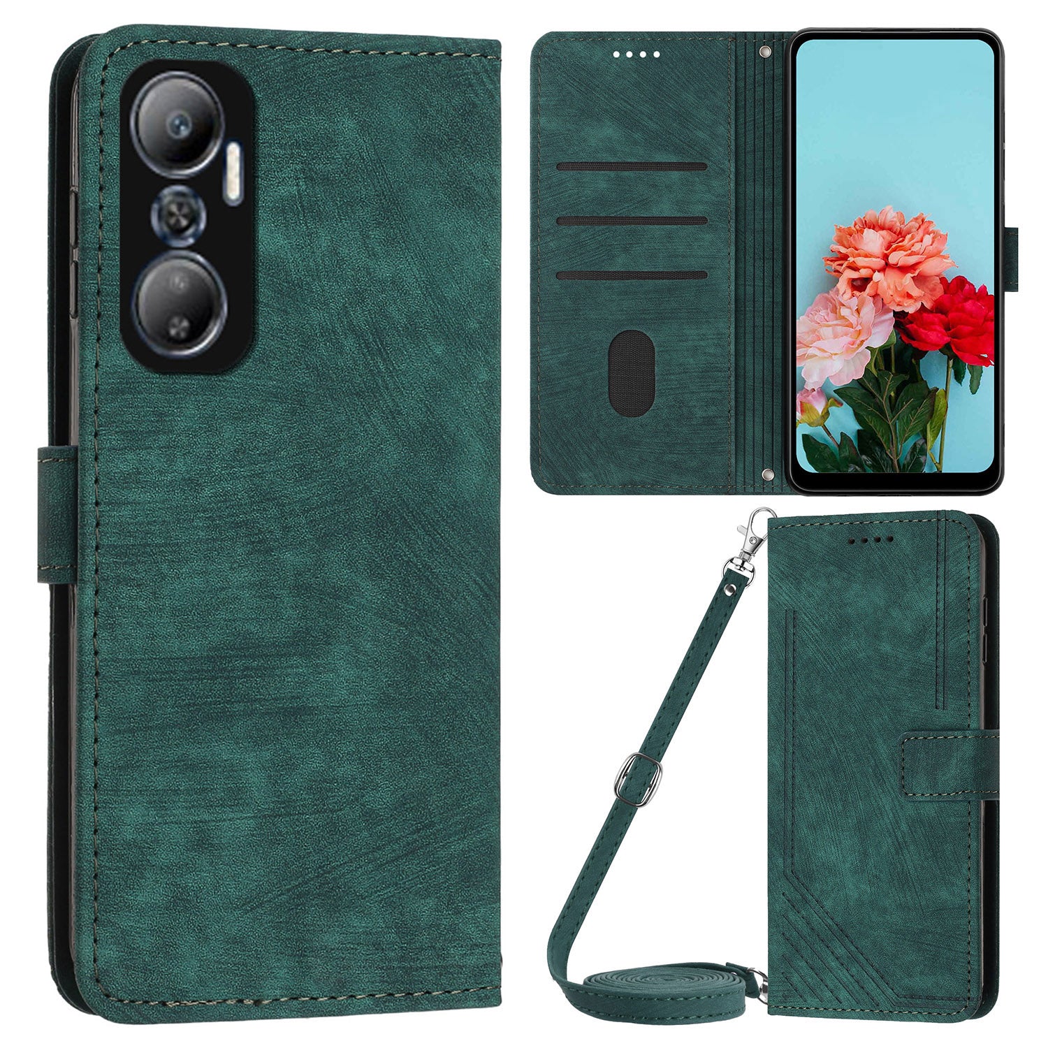 For Infinix Hot 20 4G PU Leather Flip Phone Case Lines Imprinted Stand Wallet Magnetic Closure Cover