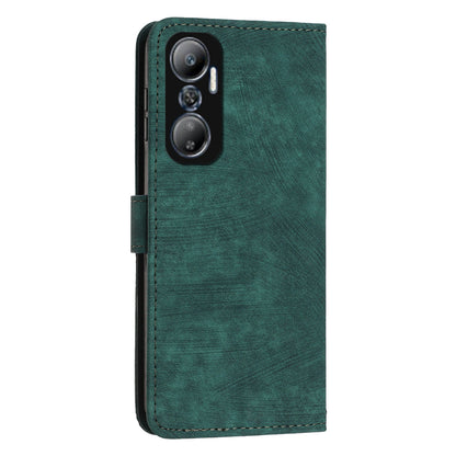 For Infinix Hot 20 4G PU Leather Flip Phone Case Lines Imprinted Stand Wallet Magnetic Closure Cover