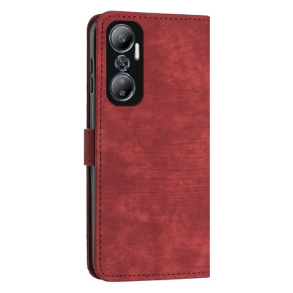 For Infinix Hot 20 4G PU Leather Flip Phone Case Lines Imprinted Stand Wallet Magnetic Closure Cover