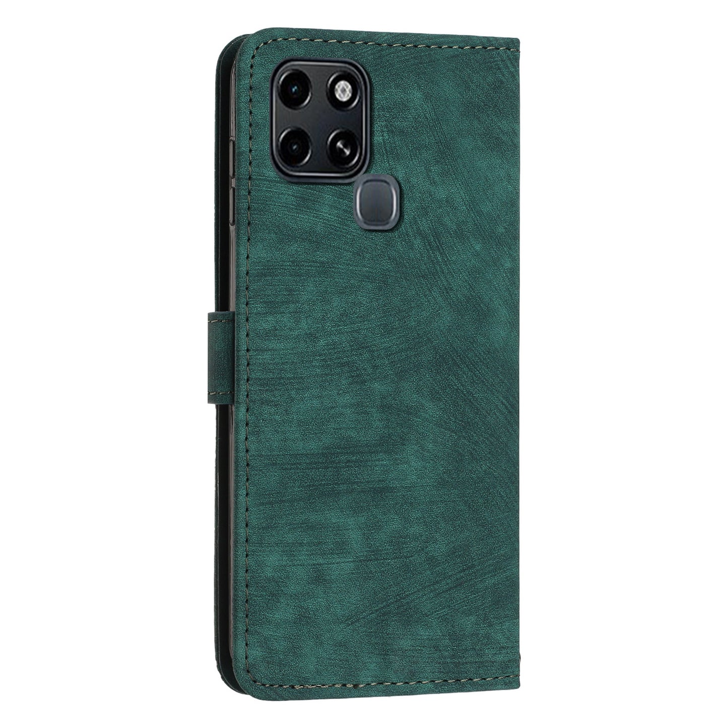 Stand Phone Shell for Infinix Smart 6 , Skin-touch PU Leather Wallet Stand Lines Imprinted Cover with Straps