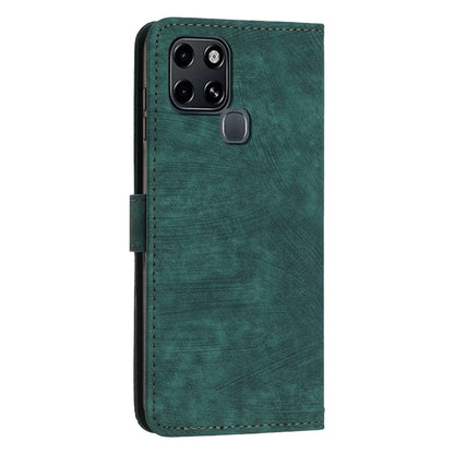 Stand Phone Shell for Infinix Smart 6 , Skin-touch PU Leather Wallet Stand Lines Imprinted Cover with Straps