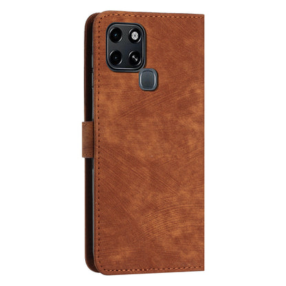 Stand Phone Shell for Infinix Smart 6 , Skin-touch PU Leather Wallet Stand Lines Imprinted Cover with Straps