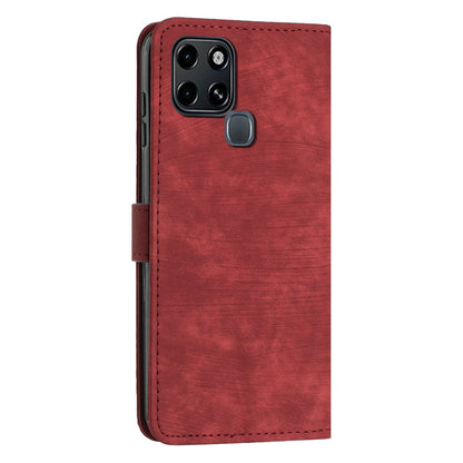 Stand Phone Shell for Infinix Smart 6 , Skin-touch PU Leather Wallet Stand Lines Imprinted Cover with Straps