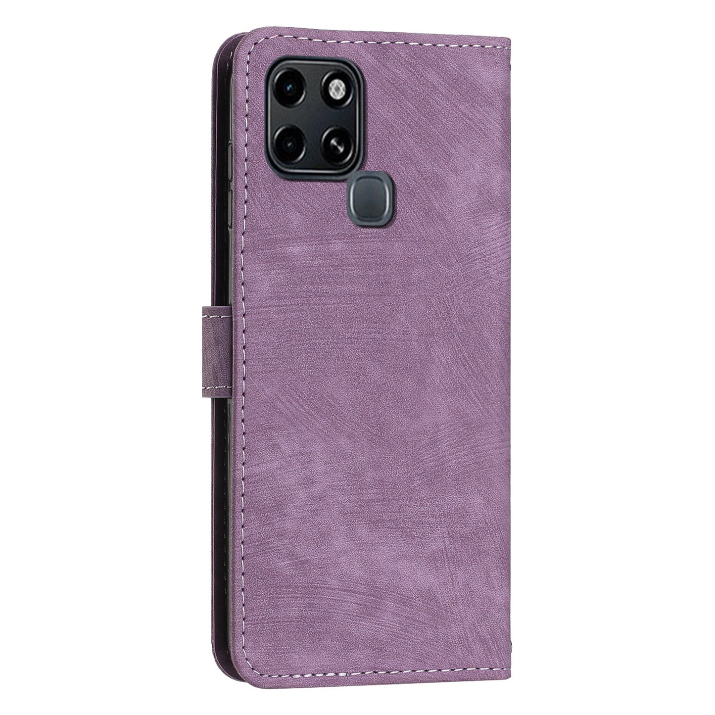 Stand Phone Shell for Infinix Smart 6 , Skin-touch PU Leather Wallet Stand Lines Imprinted Cover with Straps