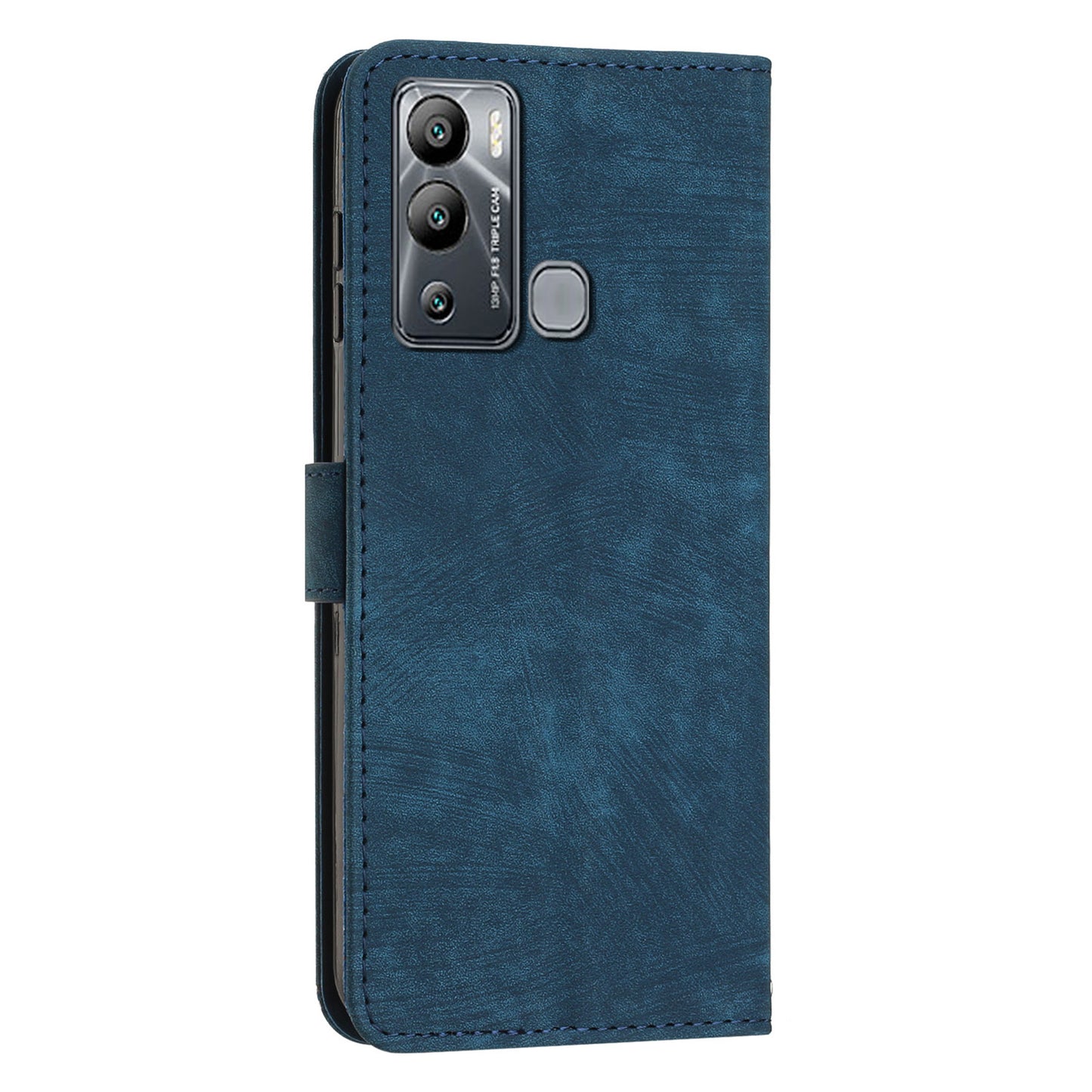 For Infinix Hot 12i 4G Slim-Fit Wallet Phone Stand Case PU Leather Lines Imprinted Skin-Touch Cover with Straps