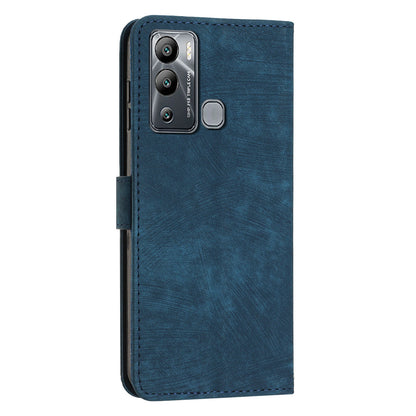 For Infinix Hot 12i 4G Slim-Fit Wallet Phone Stand Case PU Leather Lines Imprinted Skin-Touch Cover with Straps