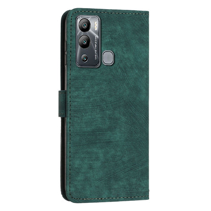 For Infinix Hot 12i 4G Slim-Fit Wallet Phone Stand Case PU Leather Lines Imprinted Skin-Touch Cover with Straps