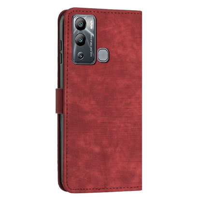 For Infinix Hot 12i 4G Slim-Fit Wallet Phone Stand Case PU Leather Lines Imprinted Skin-Touch Cover with Straps