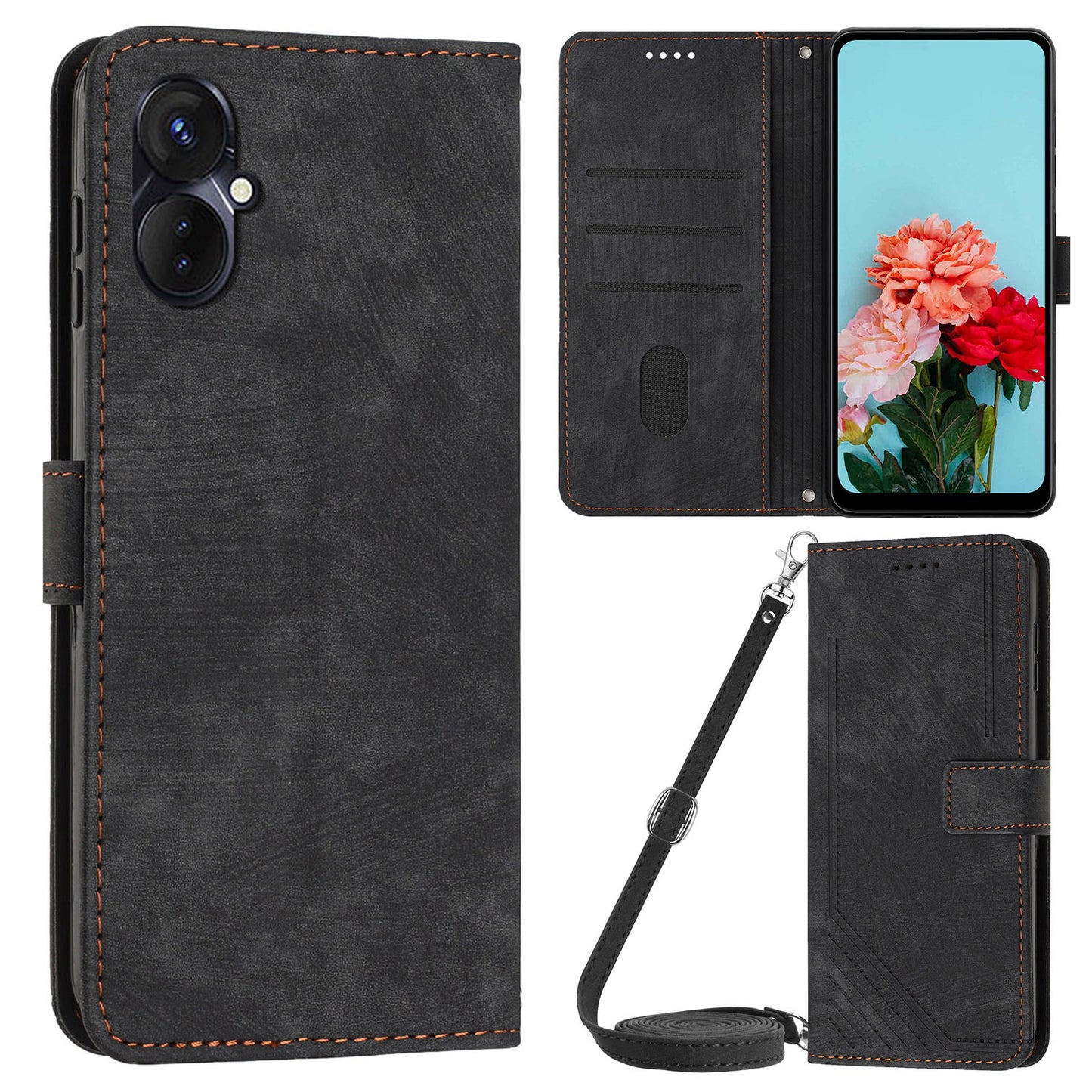 For Tecno Camon 19 Neo 4G PU Leather Phone Case Wallet Stand Lines Imprinted Flip Protective Cover