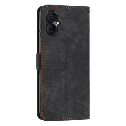 For Tecno Camon 19 Neo 4G PU Leather Phone Case Wallet Stand Lines Imprinted Flip Protective Cover