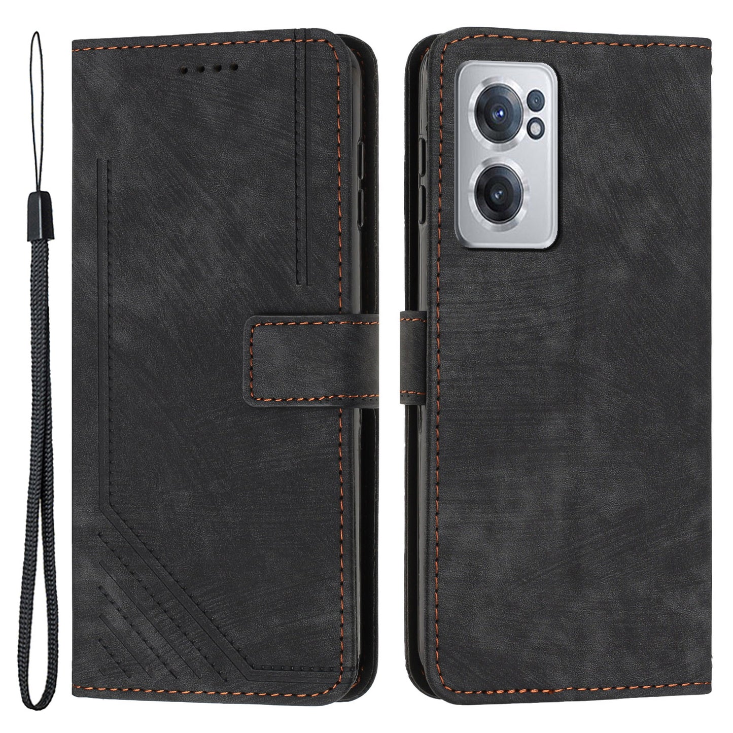For OnePlus Nord CE 2 5G Anti-Fingerprint Phone Cover Flip Stand Imprint Lines PU Leather Wallet Skin-touch Phone Case
