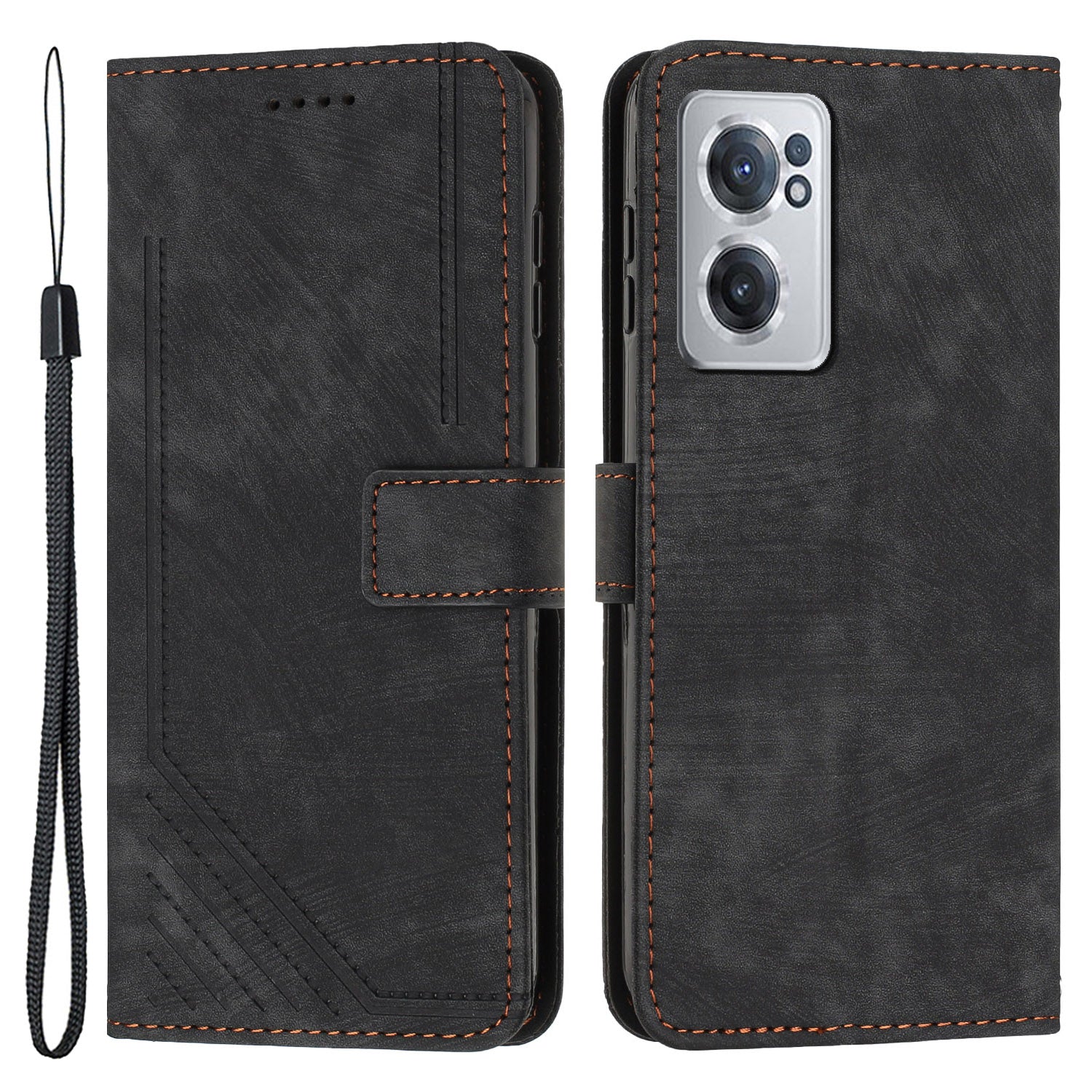 For OnePlus Nord CE 2 5G Anti-Fingerprint Phone Cover Flip Stand Imprint Lines PU Leather Wallet Skin-touch Phone Case