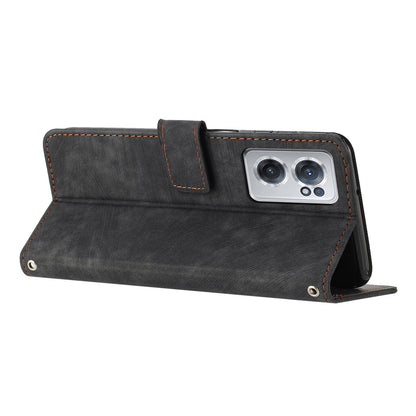 For OnePlus Nord CE 2 5G Anti-Fingerprint Phone Cover Flip Stand Imprint Lines PU Leather Wallet Skin-touch Phone Case
