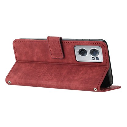 For OnePlus Nord CE 2 5G Anti-Fingerprint Phone Cover Flip Stand Imprint Lines PU Leather Wallet Skin-touch Phone Case