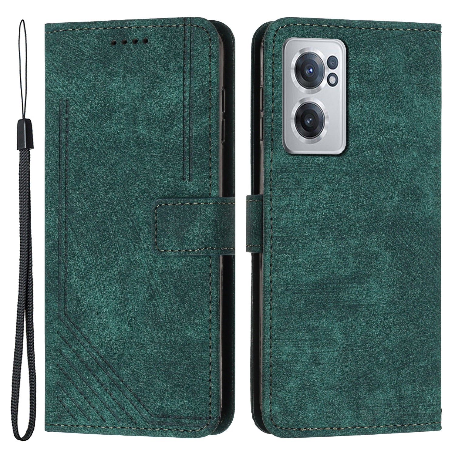 For OnePlus Nord CE 2 5G Anti-Fingerprint Phone Cover Flip Stand Imprint Lines PU Leather Wallet Skin-touch Phone Case