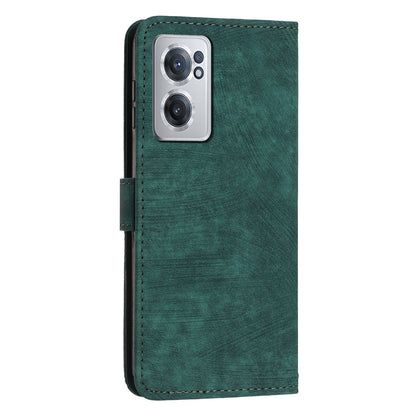 For OnePlus Nord CE 2 5G Anti-Fingerprint Phone Cover Flip Stand Imprint Lines PU Leather Wallet Skin-touch Phone Case