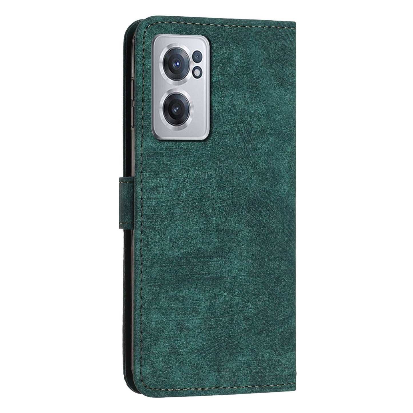 For OnePlus Nord CE 2 5G Imprinted Lines Stand Cell Phone Cover PU Leather Wallet Skin-touch Phone Case with Straps
