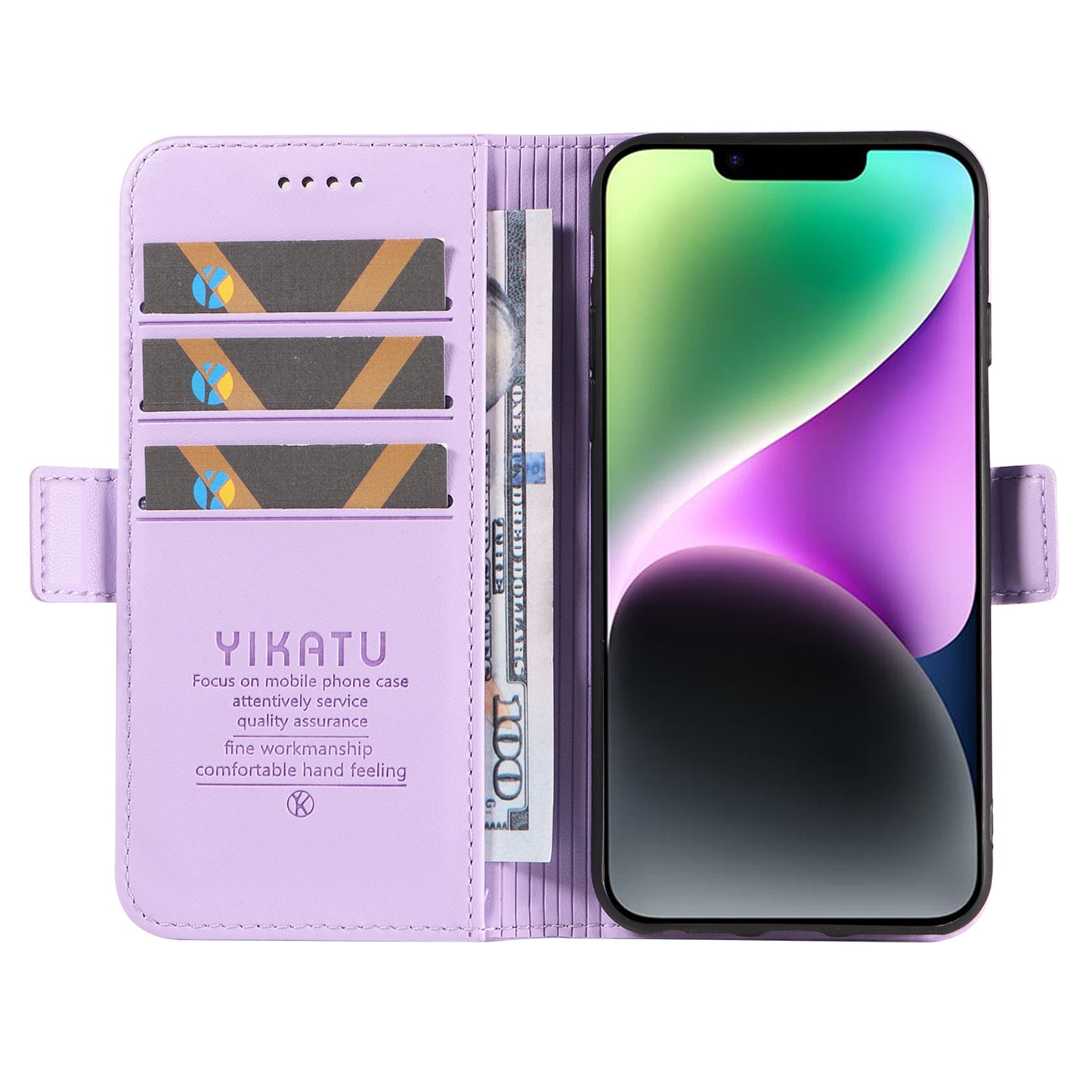 YIKATU YK-003 For iPhone 14 PU Leather Magnetic Flip Case Wallet Stand Protective Cover