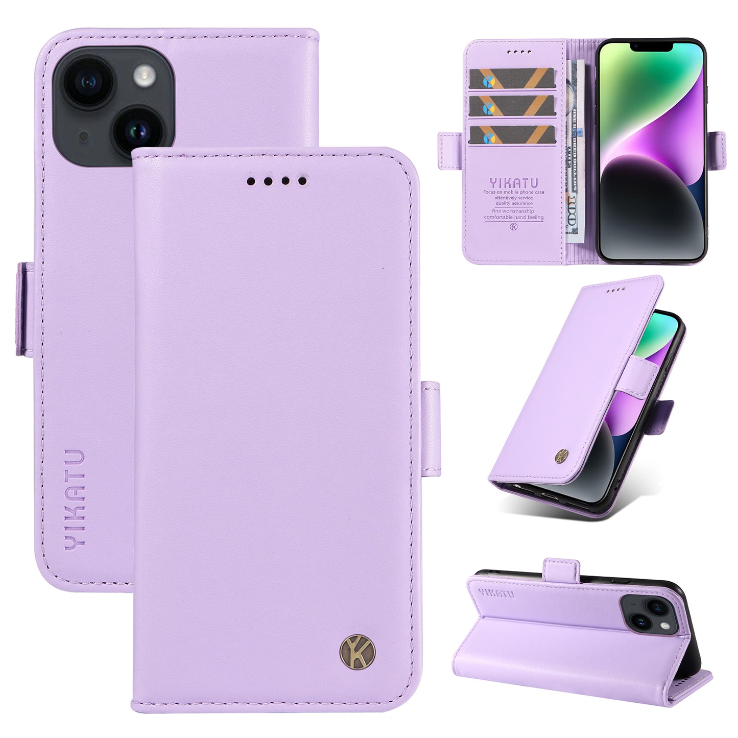 YIKATU YK-003 For iPhone 14 PU Leather Magnetic Flip Case Wallet Stand Protective Cover