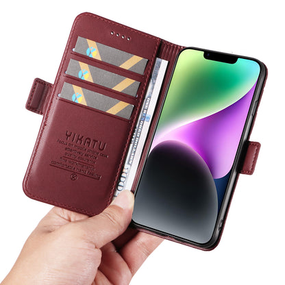 YIKATU YK-003 For iPhone 14 PU Leather Magnetic Flip Case Wallet Stand Protective Cover